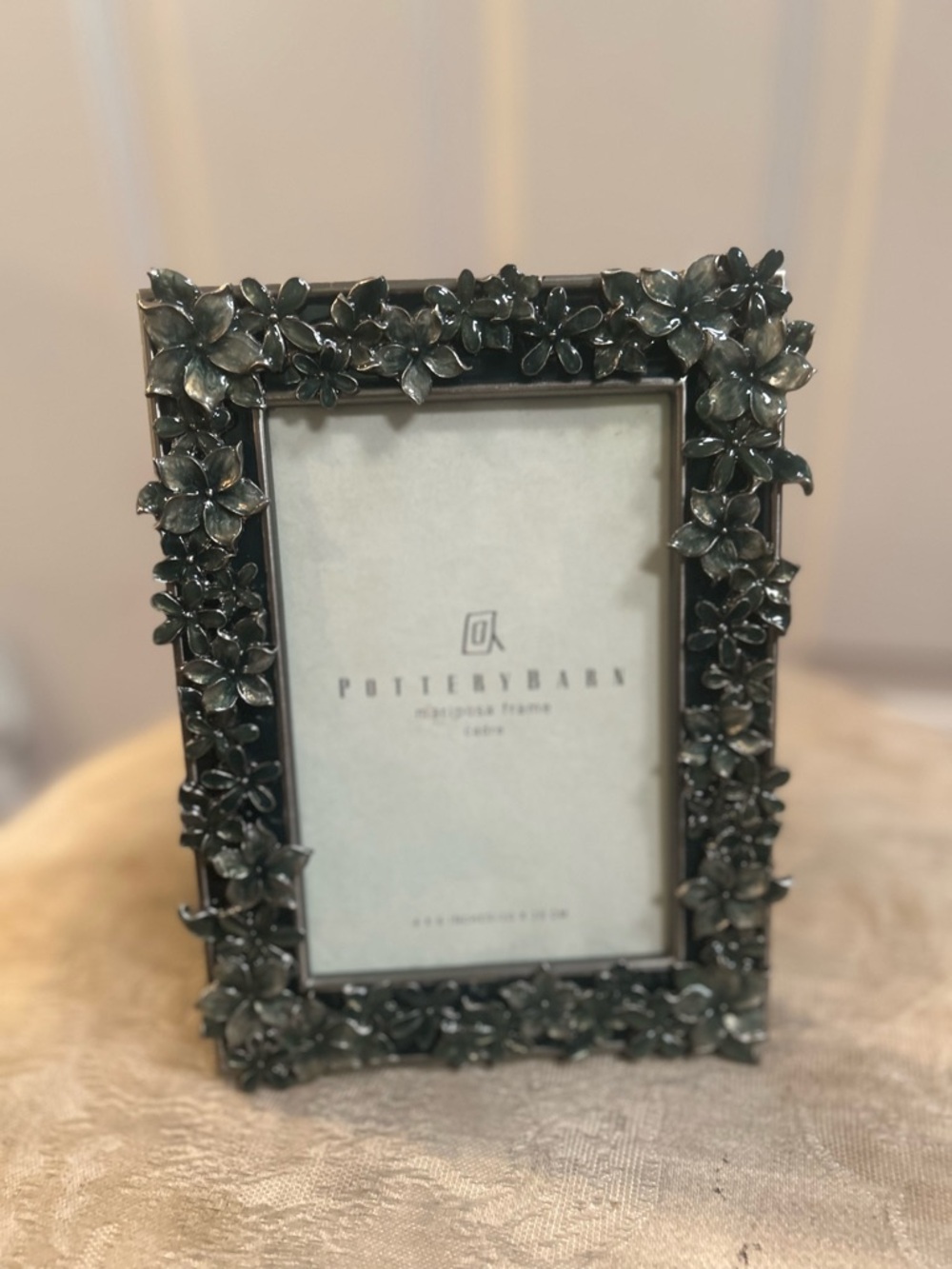 Pottery Barn Mariposa Floral Picture Frame metal border in enamel floral details